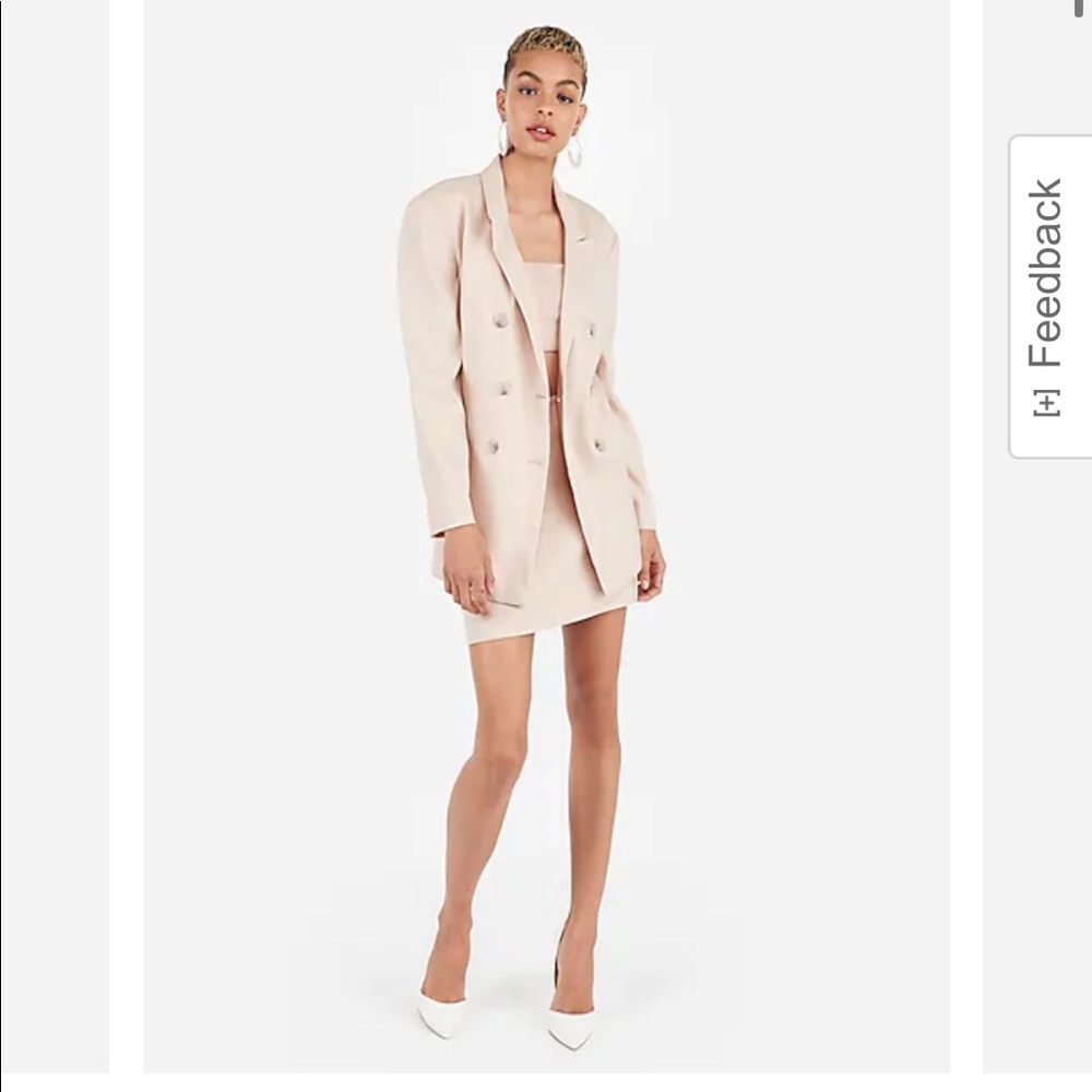 Express X Karla Double Breasted Linen Boyfriend Blazer